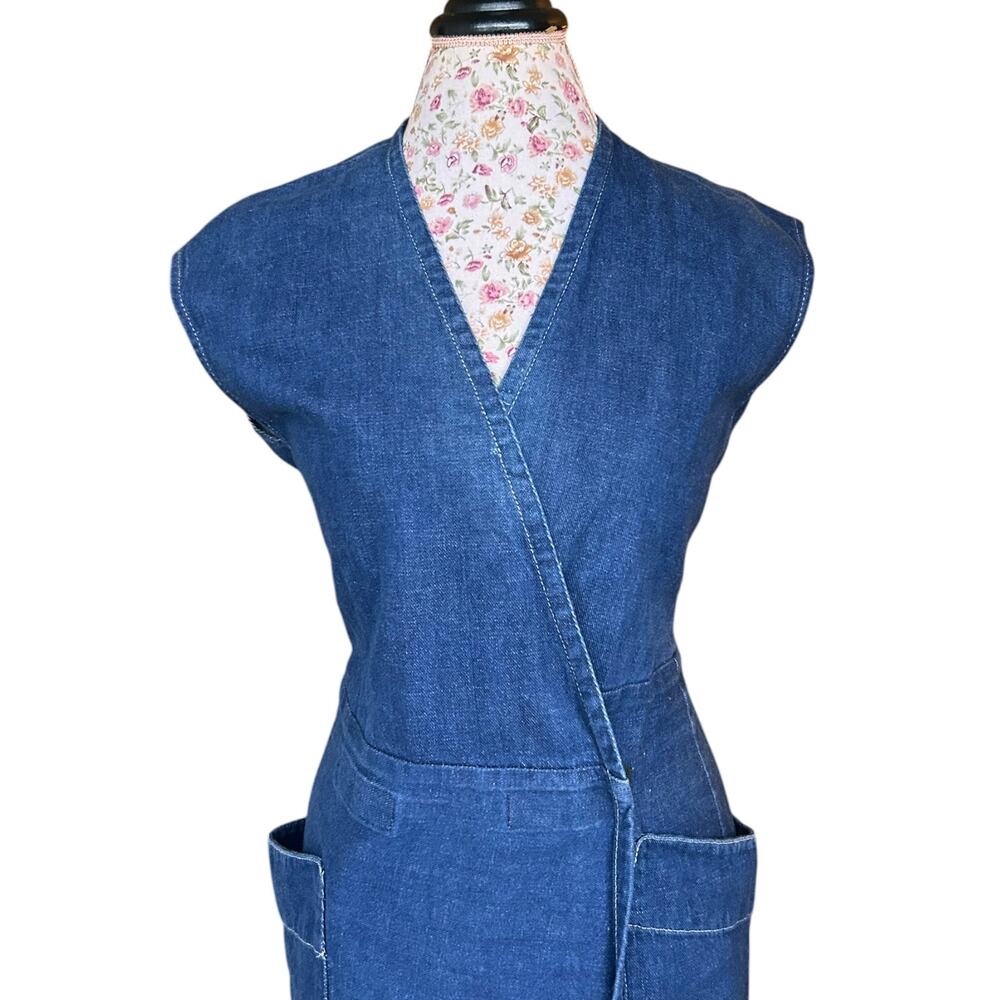 Zero + Maria Cornejo Mia Denim Midi Wrap Dress sz 8 Medium Organic Cotton Blue - Picture 6 of 12